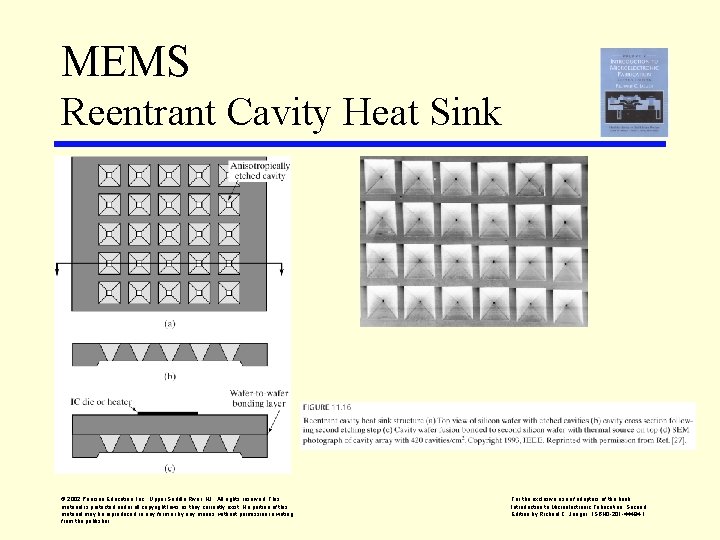 MEMS Reentrant Cavity Heat Sink © 2002 Pearson Education, Inc. , Upper Saddle River,