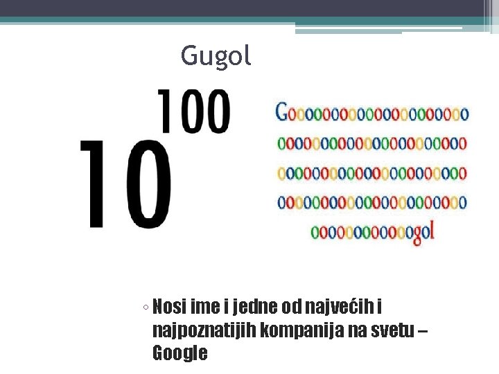 Gugol ◦ Nosi ime i jedne od najvećih i najpoznatijih kompanija na svetu –