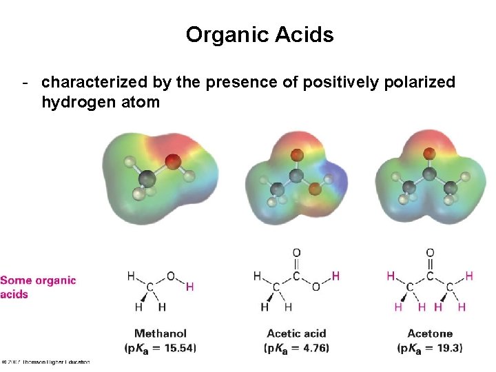 Organic Acids - characterized by the presence of positively polarized hydrogen atom 