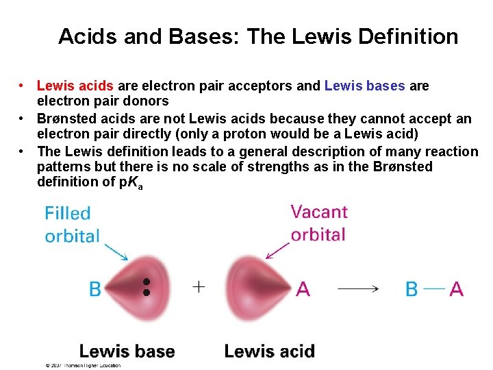 Acids and Bases: The Lewis Definition • Lewis acids are electron pair acceptors and