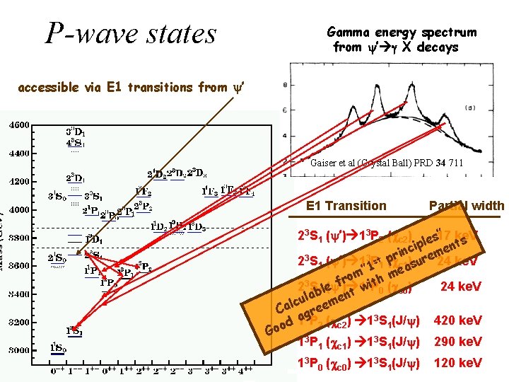 P-wave states Gamma energy spectrum from y’ g X decays accessible via E 1