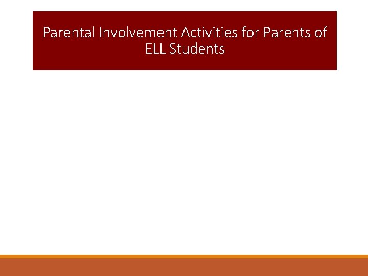 Parental Involvement Activities for Parents of ELL Students 