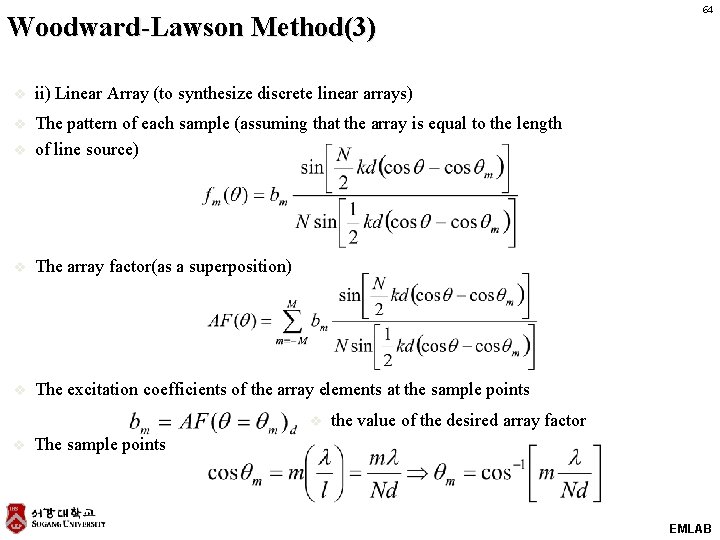 Woodward-Lawson Method(3) v ii) Linear Array (to synthesize discrete linear arrays) v v The