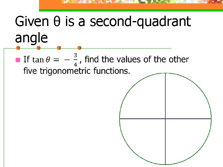 Given θ is a second-quadrant angle n 