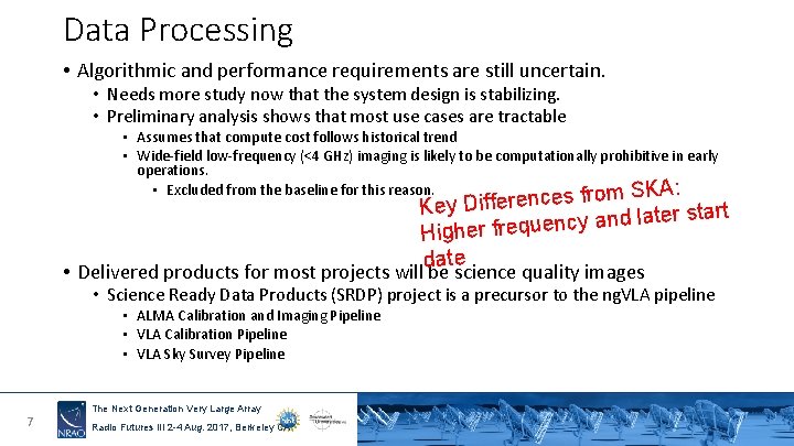 Data Processing • Algorithmic and performance requirements are still uncertain. • Needs more study