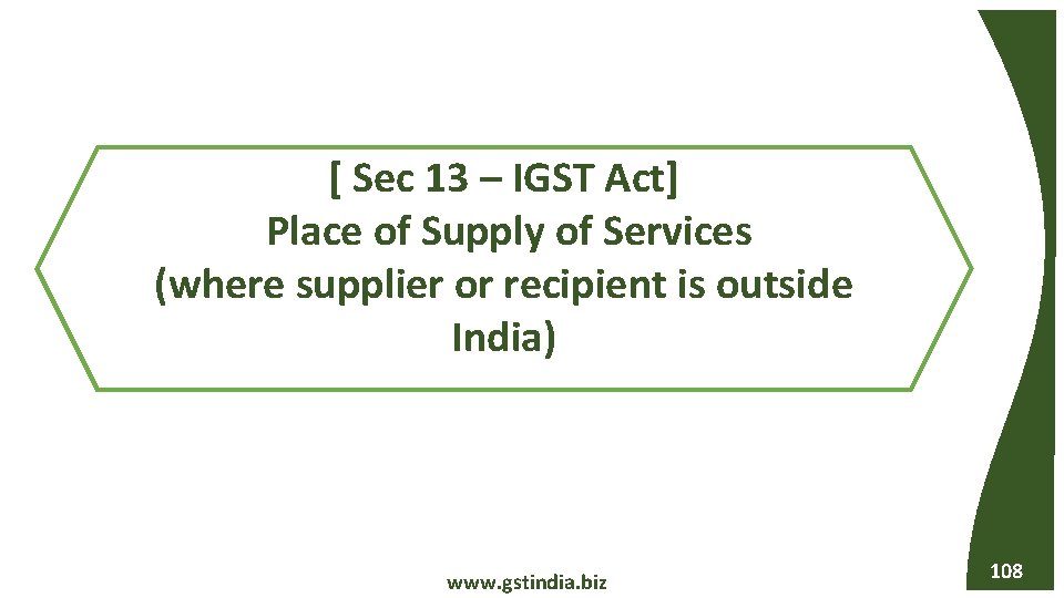 [ Sec 13 – IGST Act] Place of Supply of Services (where supplier or