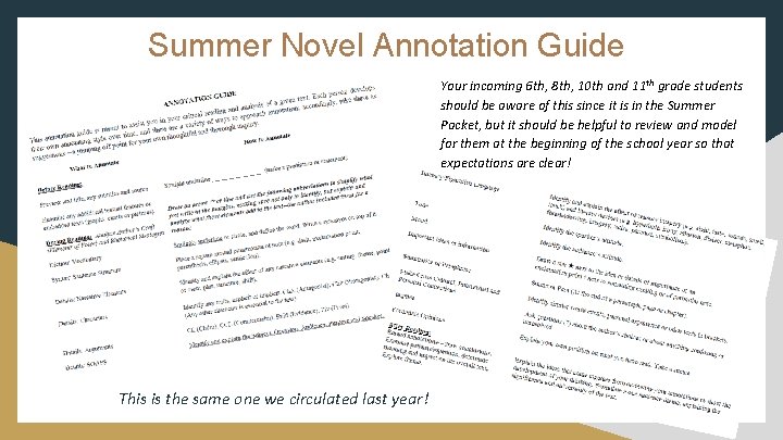 Summer Novel Annotation Guide Your incoming 6 th, 8 th, 10 th and 11
