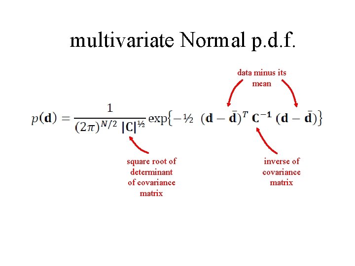 multivariate Normal p. d. f. data minus its mean square root of determinant of