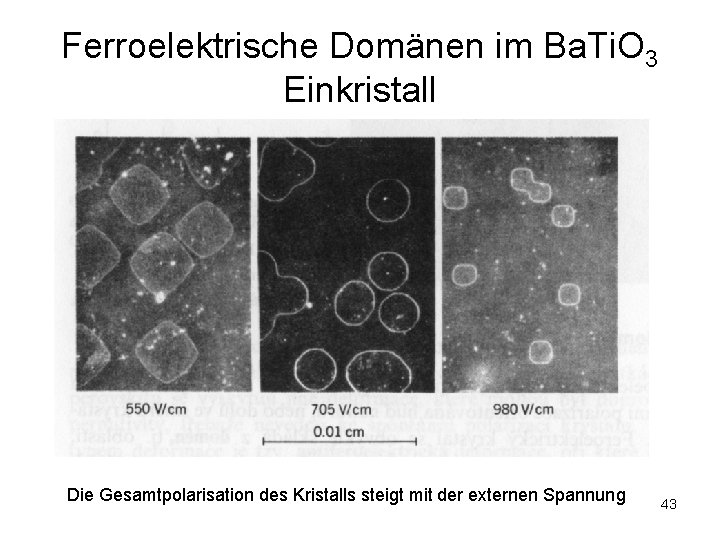 Ferroelektrische Domänen im Ba. Ti. O 3 Einkristall Die Gesamtpolarisation des Kristalls steigt mit