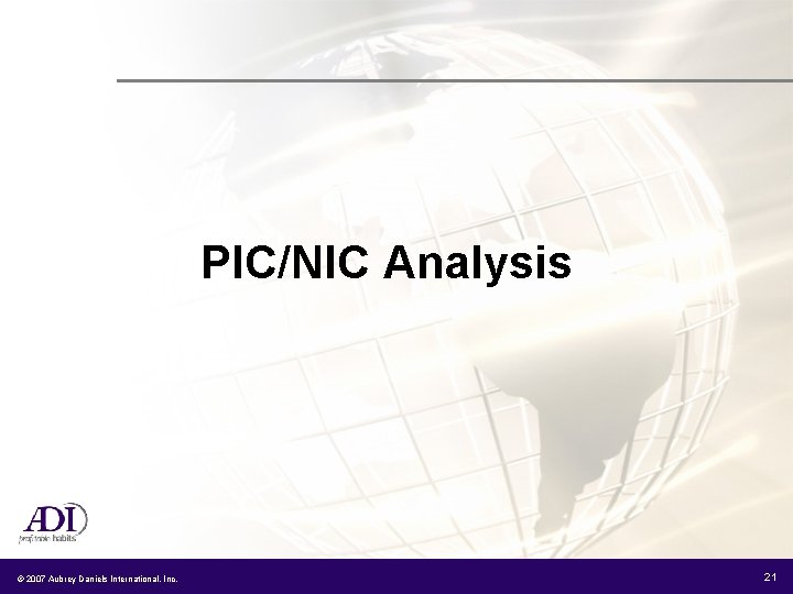 PIC/NIC Analysis © 2007 Aubrey Daniels International, Inc. 21 