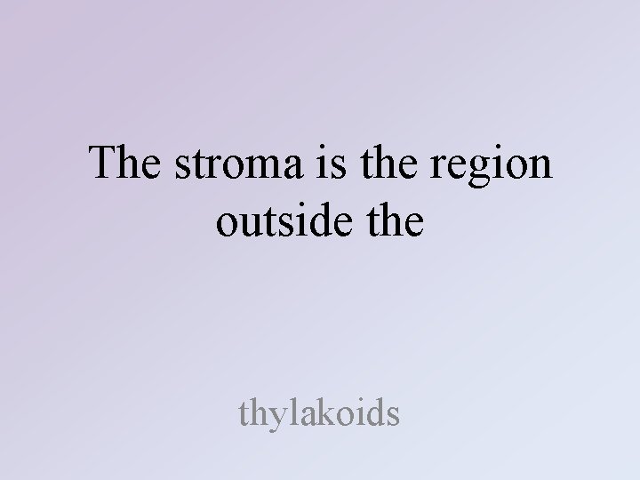 The stroma is the region outside thylakoids 