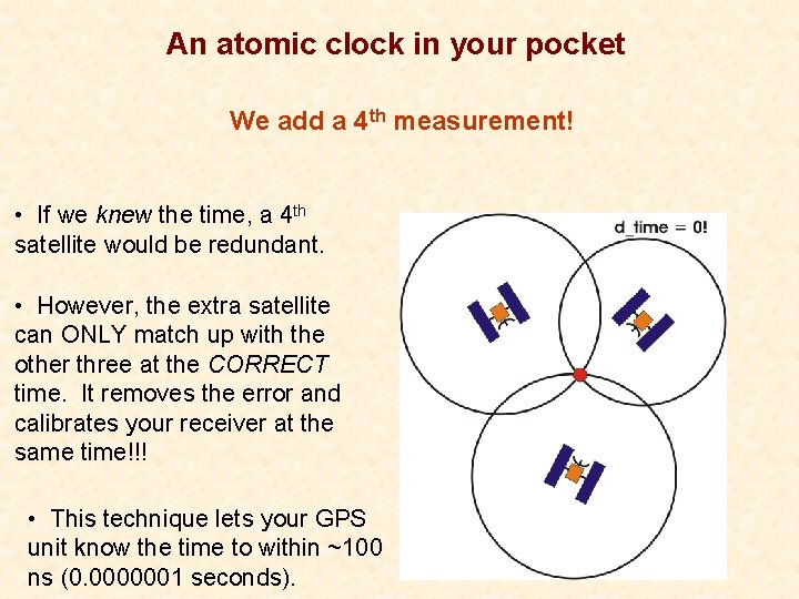 An atomic clock in your pocket We add a 4 th measurement! • If