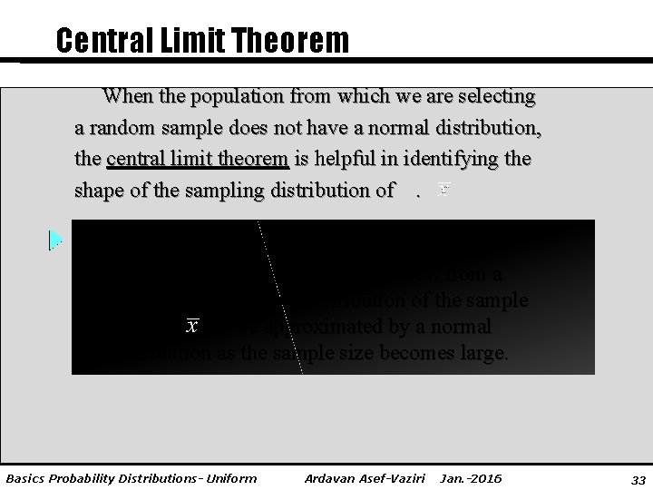 Central Limit Theorem When the population from which we are selecting a random sample