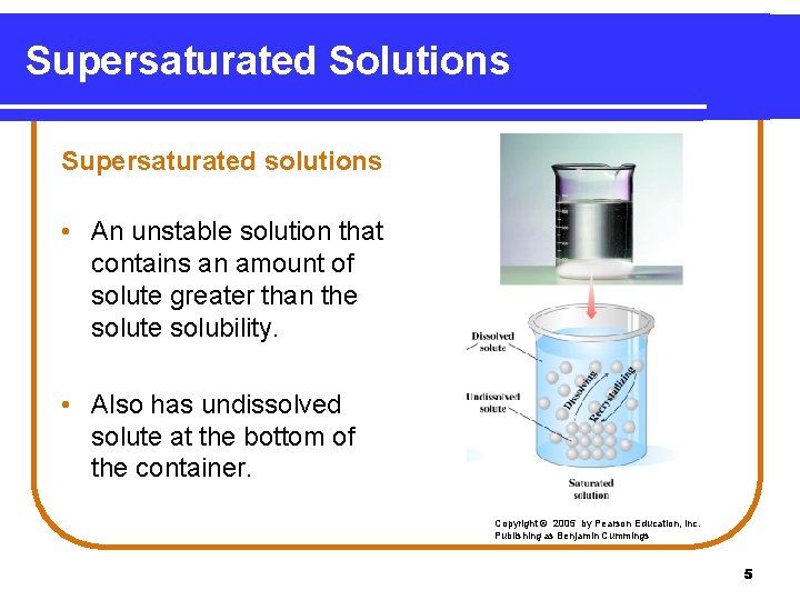 Supersaturated Solutions Supersaturated solutions • An unstable solution that contains an amount of solute