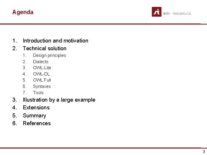 Agenda 1. 2. Introduction and motivation Technical solution 1. 2. 3. 4. 5. 6.