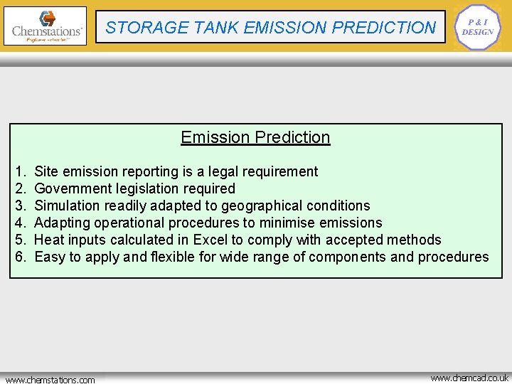 CRYOGENIC BATCH REACTOR STORAGE TANK EMISSION PREDICTION OPTIMISATION Emission Prediction 1. 2. 3. 4.