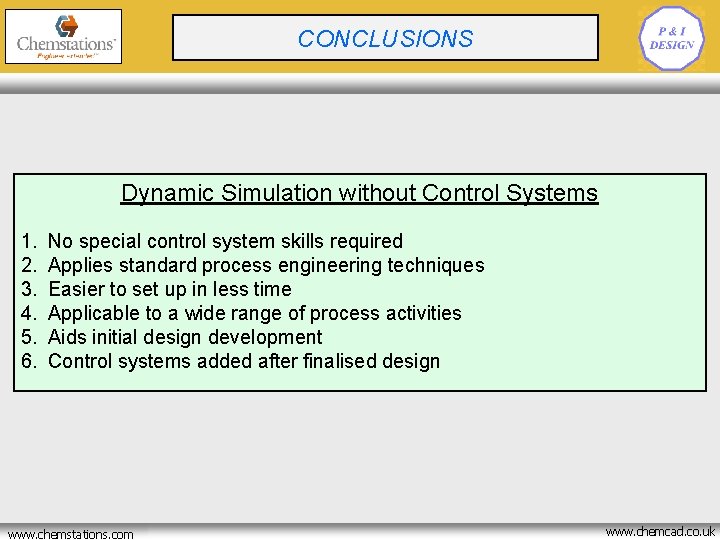 CRYOGENIC BATCH REACTOR CONCLUSIONS OPTIMISATION Dynamic Simulation without Control Systems 1. 2. 3. 4.