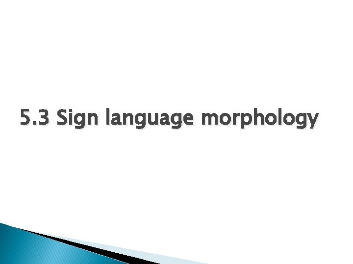 5. 3 Sign language morphology 
