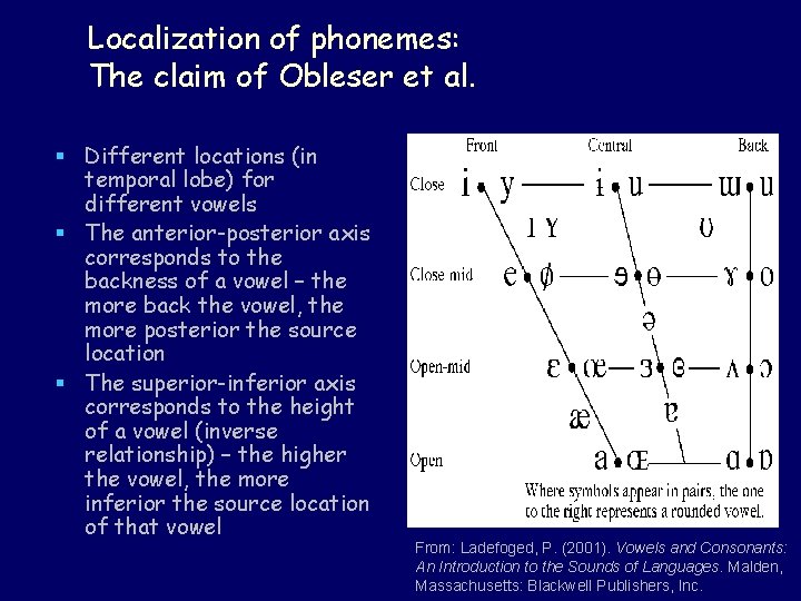 Localization of phonemes: The claim of Obleser et al. § Different locations (in temporal