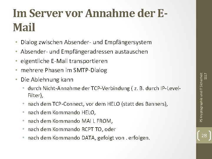  • • • Dialog zwischen Absender- und Empfängersystem Absender- und Empfängeradressen austauschen eigentliche