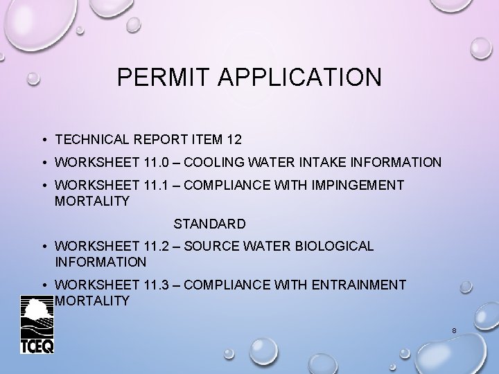 PERMIT APPLICATION • TECHNICAL REPORT ITEM 12 • WORKSHEET 11. 0 – COOLING WATER