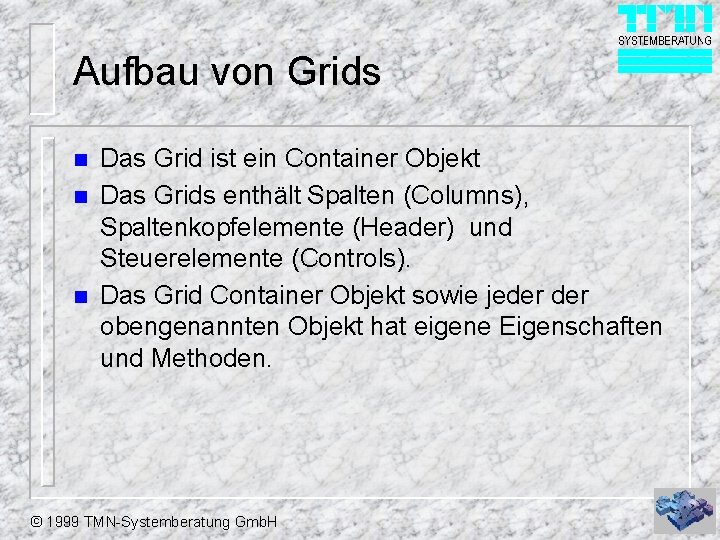 Grids Datenblatt in Visual Fox Pro Aufbau von