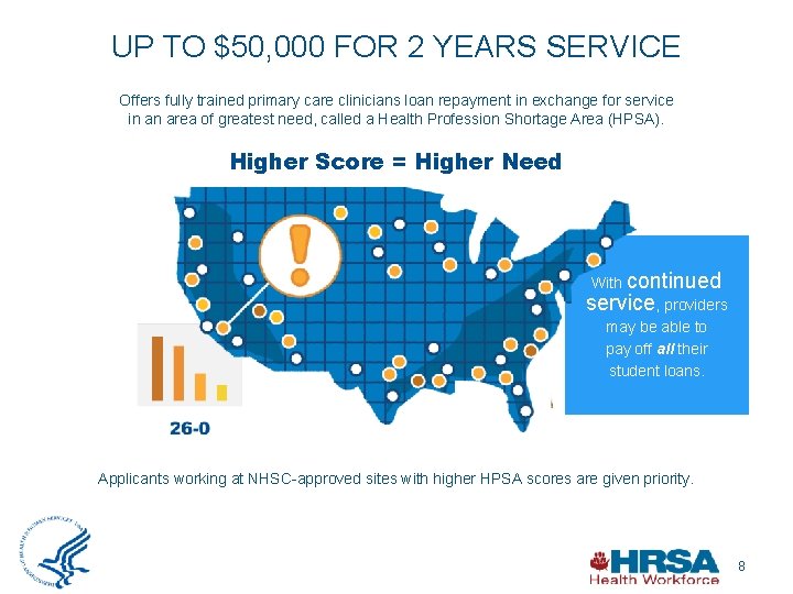 UP TO $50, 000 FOR 2 YEARS SERVICE Offers fully trained primary care clinicians