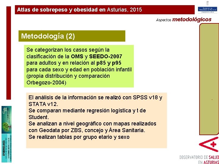 Atlas de sobrepeso y obesidad en Asturias, 2015 metodológicos Plan de Ampliación y Mejora