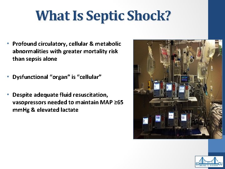 What Is Septic Shock? • Profound circulatory, cellular & metabolic abnormalities with greater mortality