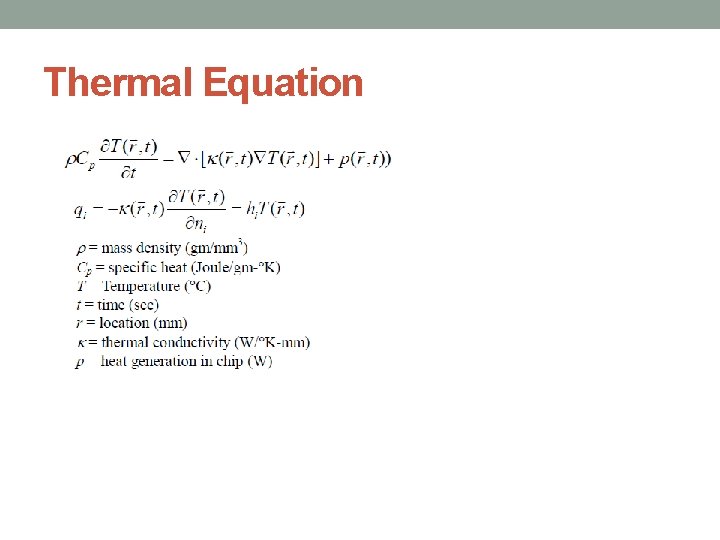 Thermal Equation 