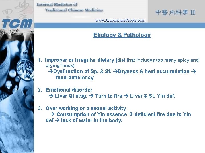 Etiology & Pathology 1. Improper or irregular dietary (diet that includes too many spicy