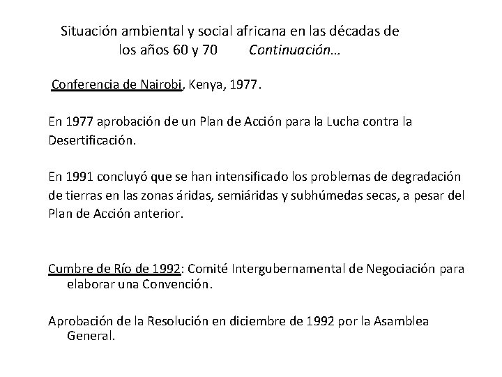 Situación ambiental y social africana en las décadas de los años 60 y 70