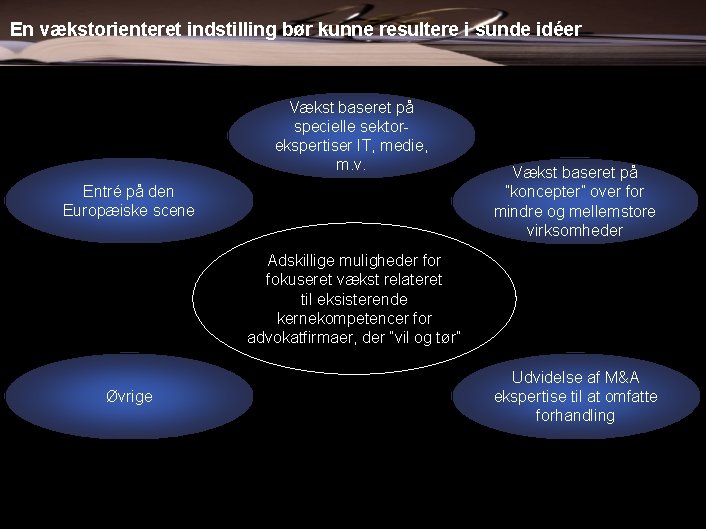 En vækstorienteret indstilling bør kunne resultere i sunde idéer Vækst baseret på specielle sektorekspertiser