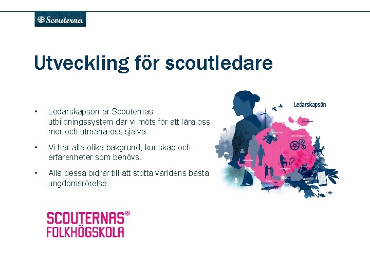 . Utveckling för scoutledare • Ledarskapsön är Scouternas utbildningssystem där vi möts för att