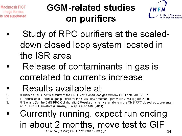 GGM-related studies on purifiers • • • Study of RPC purifiers at the scaleddown