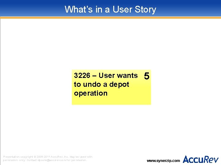 What’s in a User Story 3226 – User wants to undo a depot operation