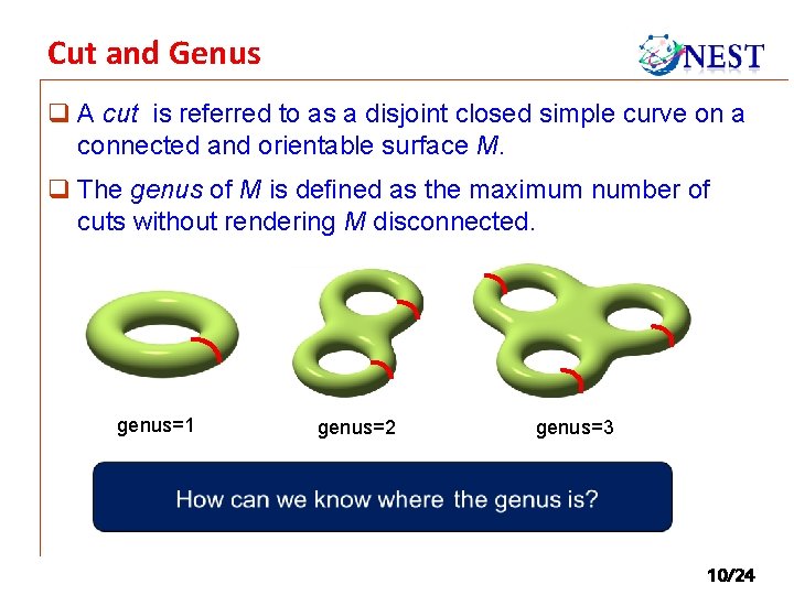 Cut and Genus q A cut is referred to as a disjoint closed simple
