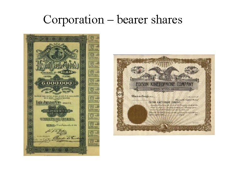 Corporation – bearer shares 