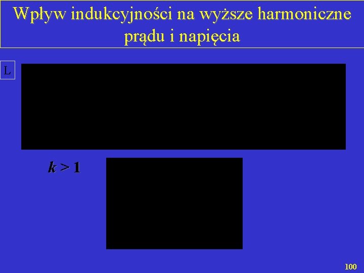 Wpływ indukcyjności na wyższe harmoniczne prądu i napięcia L k > 1 100 