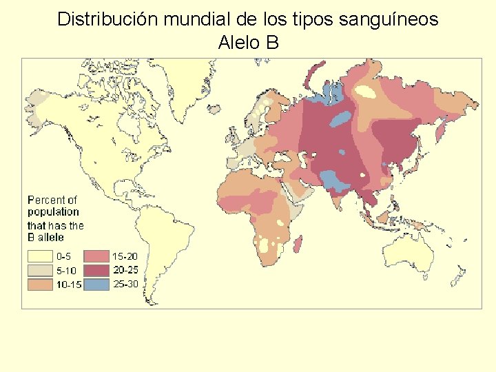 Distribución mundial de los tipos sanguíneos Alelo B 