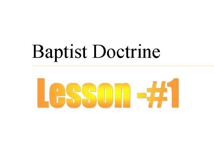 Baptist Doctrine 