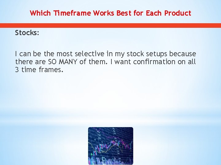 Which Timeframe Works Best for Each Product Stocks: I can be the most selective
