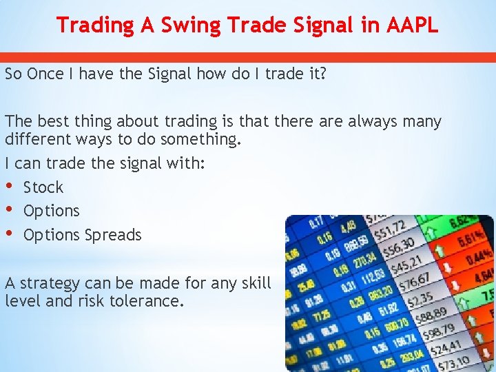 Trading A Swing Trade Signal in AAPL So Once I have the Signal how