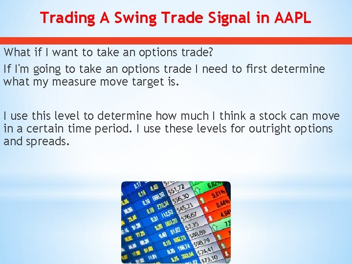 Trading A Swing Trade Signal in AAPL What if I want to take an