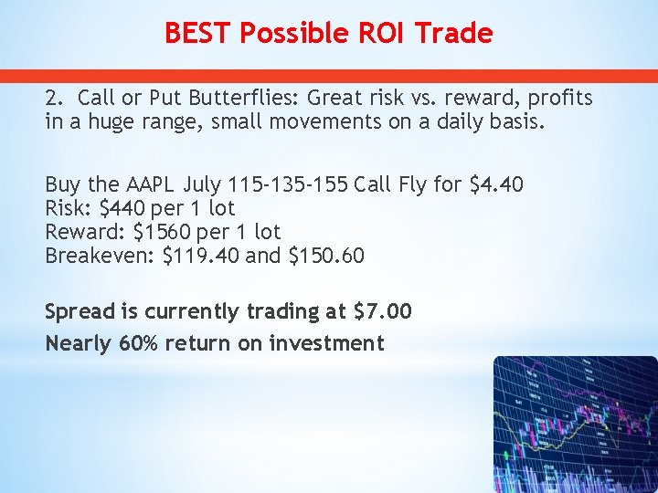 BEST Possible ROI Trade 2. Call or Put Butterflies: Great risk vs. reward, profits
