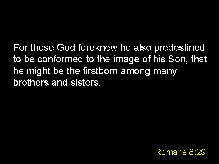 For those God foreknew he also predestined to be conformed to the image of