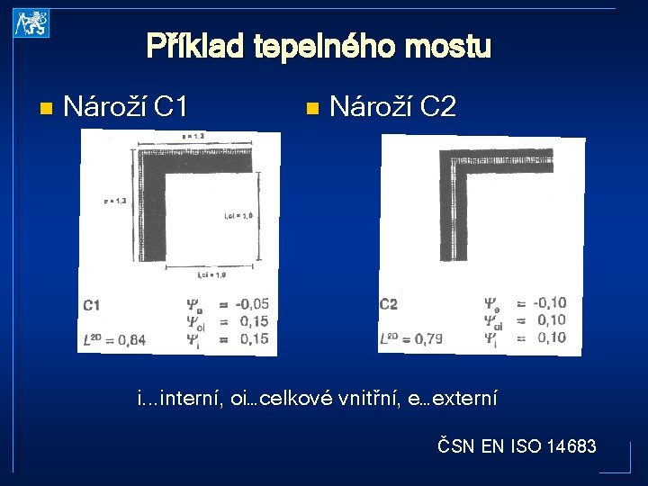 Příklad tepelného mostu n Nároží C 1 n Nároží C 2 i. . .