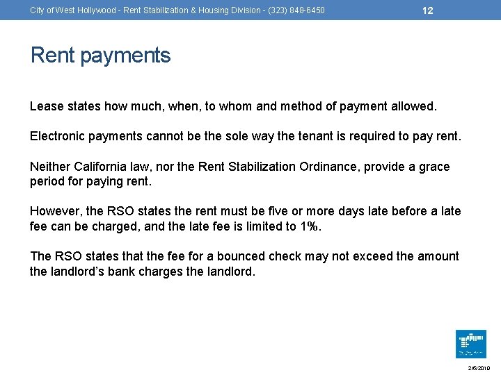 City of West Hollywood - Rent Stabilization & Housing Division - (323) 848 -6450