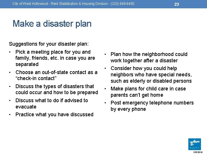 City of West Hollywood - Rent Stabilization & Housing Division - (323) 848 -6450