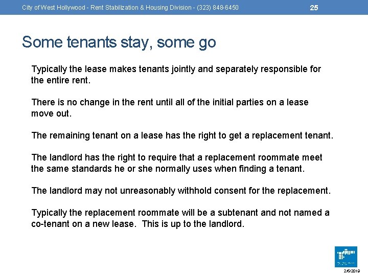 City of West Hollywood - Rent Stabilization & Housing Division - (323) 848 -6450